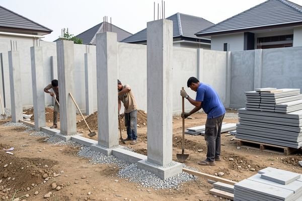 Pagar Panel Beton dengan Tiang Kolom